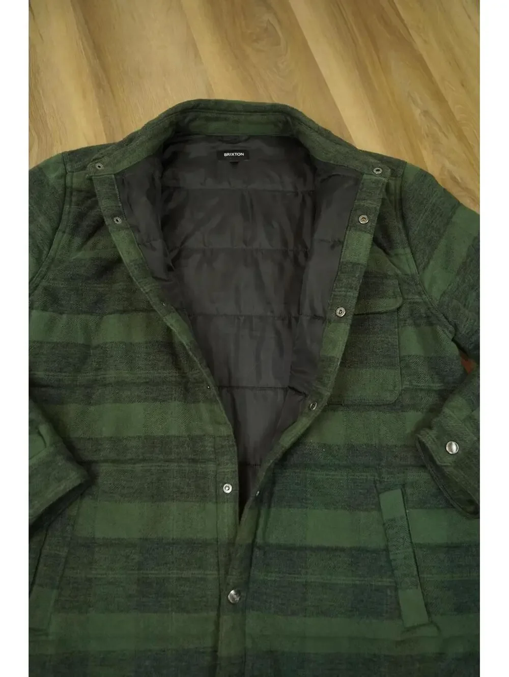 Brixton Men's Quilted Puffer‎ Jacket - Plaid Green Large